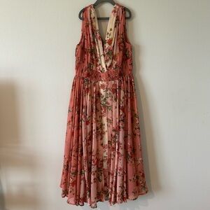 ASOS Pink Floral Sleeveless Midi Dress (US 6, UK 10)